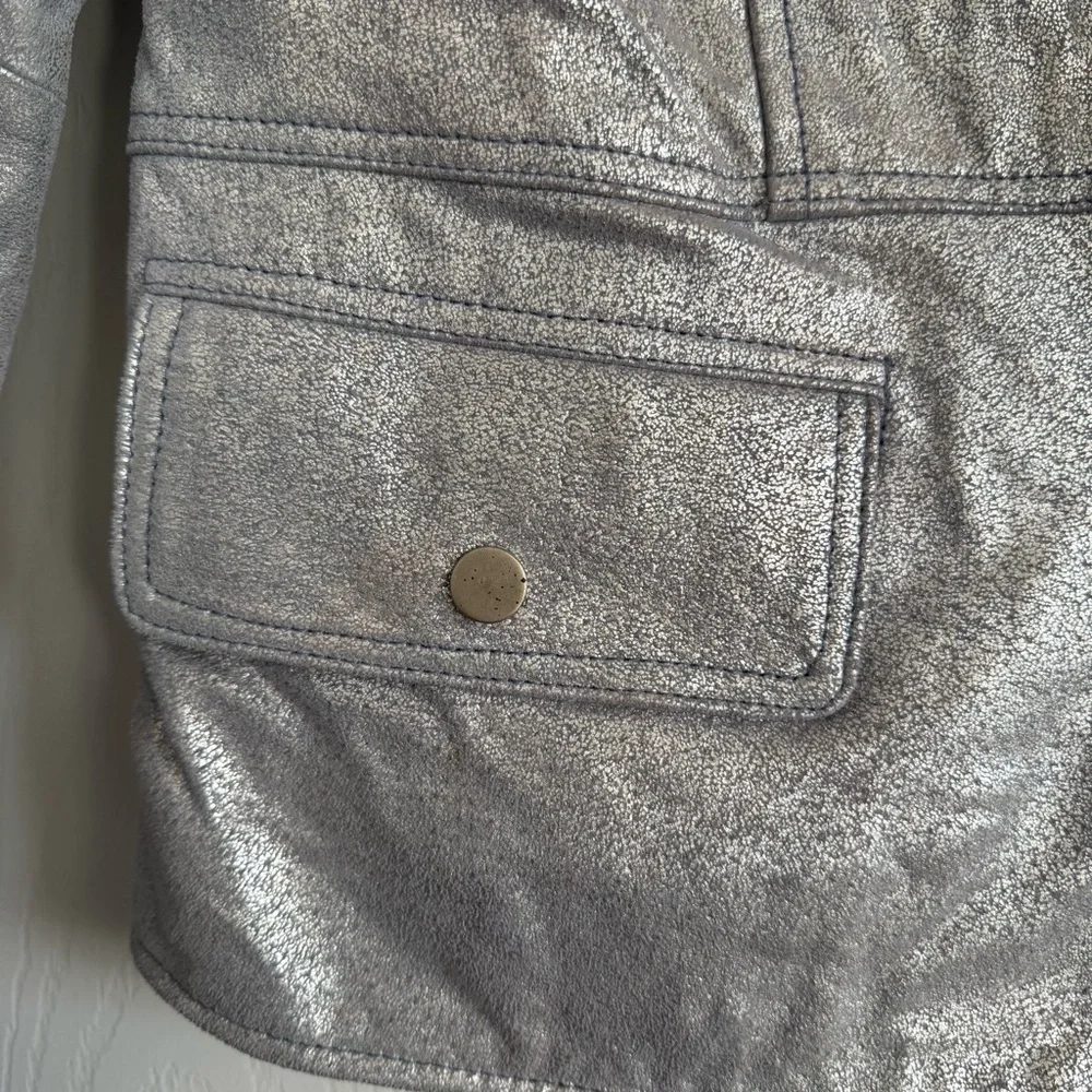Bradley Bayou Silver Leather Jacket NWT size Medium - Picture 5 of 9